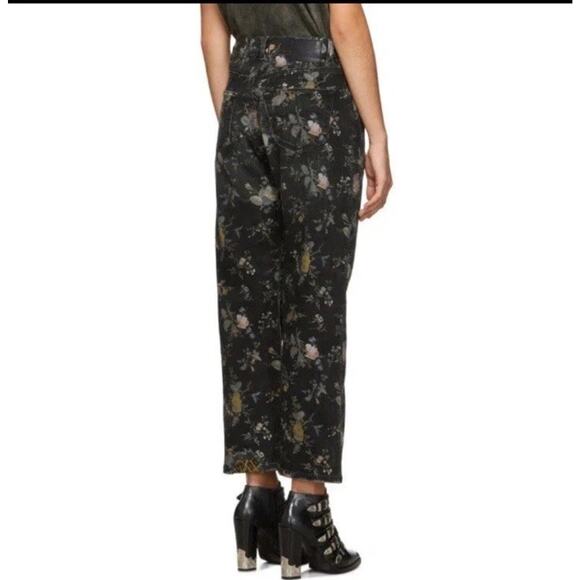 R13 Boyfriend Straight Leg Jeans Size 24 Floral Print patchwork Cropped Selvedge - Picture 6 of 16